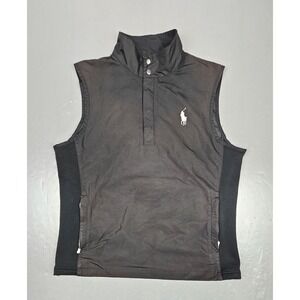 Polo‎ Ralph Lauren Vest Mens Med Black Qt. Button Flint Hills National Golf Club